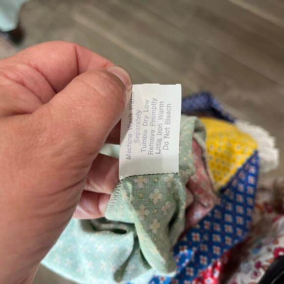 70~80's USA Flower Motif Pattern Colorful Tiered Union Made Chore Dress Sz L - Picture 10 of 10